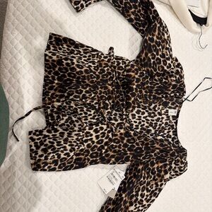 Nordstrom Animal Print Wrap Blouse